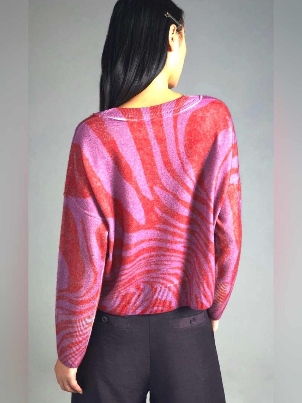 PILCRO NWT Anthropologie 100% Cashmere Zebra Motif Sweater Small $180